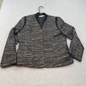 Kasper Women’s Blazer Womens 14 Multicolor Boucle Open Front Tweed Cardigan VTG